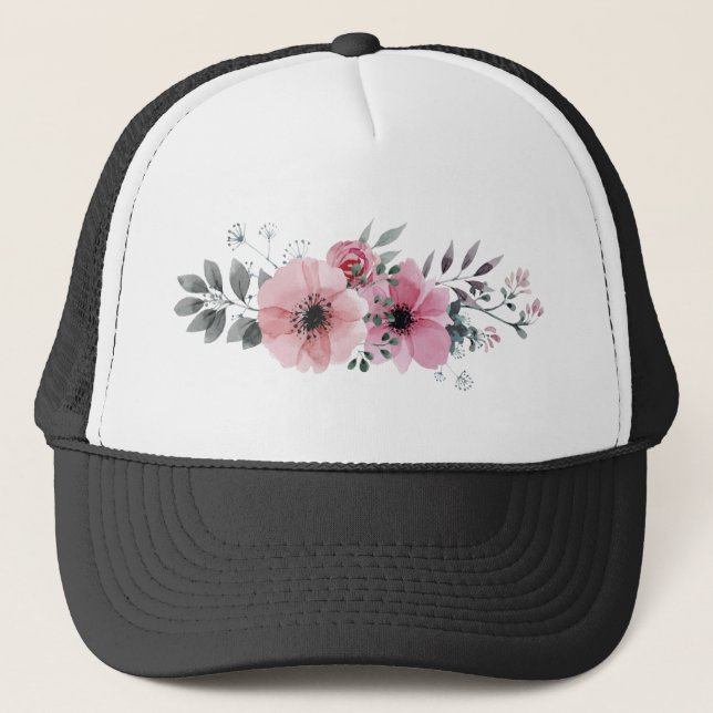 Casquette Ornement Fleur Nature Plante rose Rose Floral (Devant)