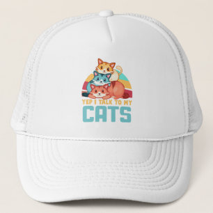 Casquette Oui, je parle à My Cats-Adorable Trio Cat Design 2