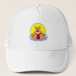 Casquette Ours à la natation avec anneau de natation