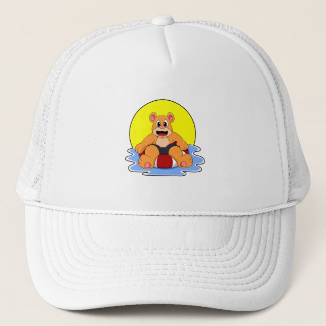 Casquette Ours à la natation avec anneau de natation (Devant)