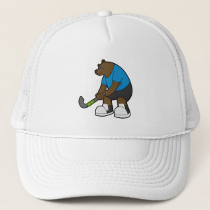 Casquette Ours au hockey avec bâton de hockey