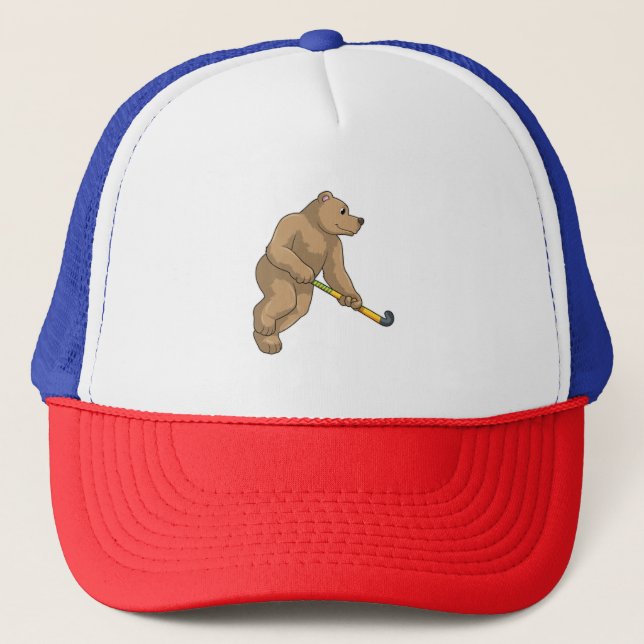 Casquette Ours au hockey avec chauve-souris de hockey (Devant)