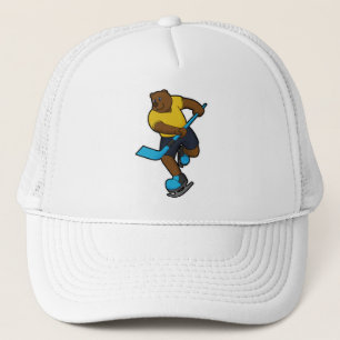 Casquette Ours au hockey sur glace avec bâton de hockey sur