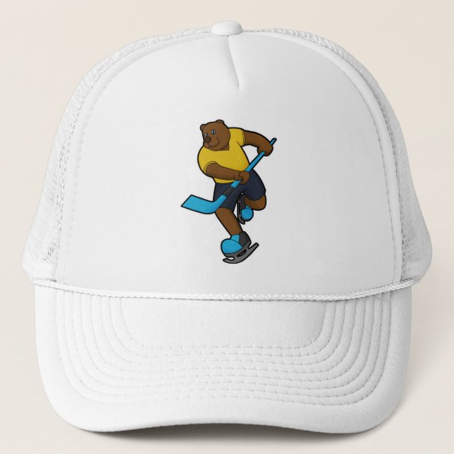 Casquette Ours au hockey sur glace avec bâton de hockey sur  (Devant)