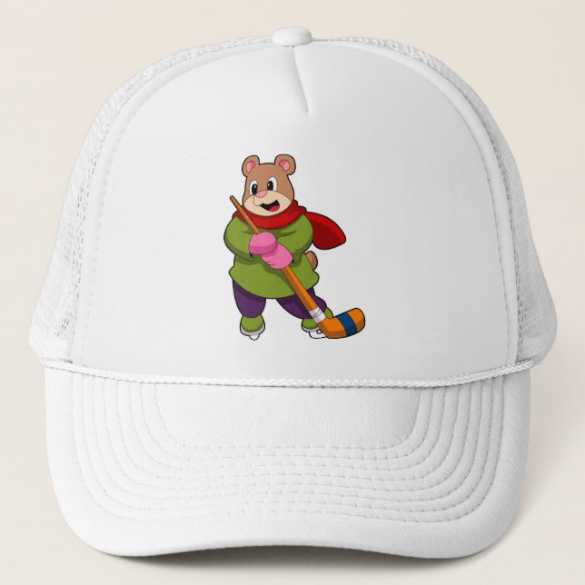 Casquette Ours au hockey sur glace avec bâton de hockey sur  (Devant)