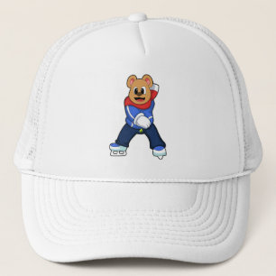 Casquette Ours au patinage sur glace avec patins sur glace