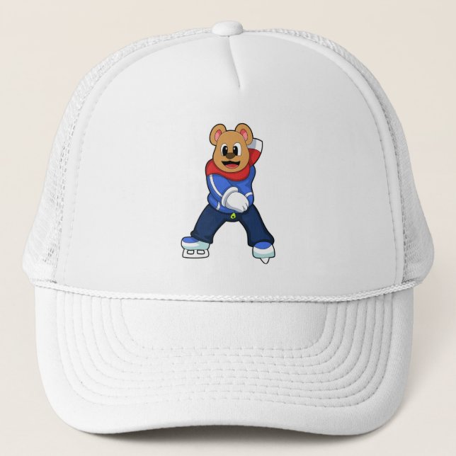 Casquette Ours au patinage sur glace avec patins sur glace (Devant)