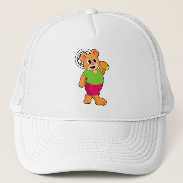 Casquette Ours au tennis avec raquette de tennis (Devant)