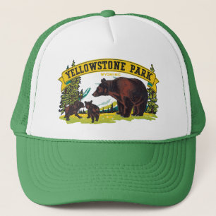 Casquette Ours bruns vintage dans le parc national de Yellow