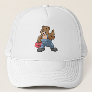 Casquette Ours comme artisan avec boîte à outils