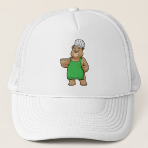 Casquette Ours comme cuire avec tablier de Cuisine et bol en