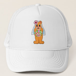 Casquette Ours comme fiancée avec des fleurs