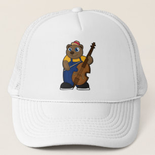 Casquette Ours comme musicien avec guitare