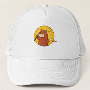 Casquette Ours comme pêcheur avec poisson