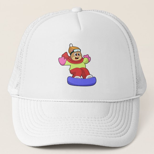 Casquette Ours en snowboard avec snowboard (Devant)