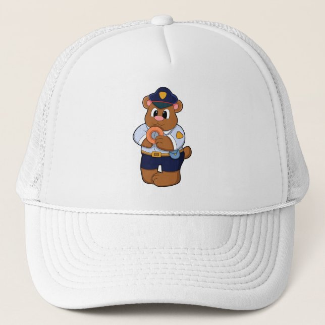 Casquette Ours en tant qu'agent de police en uniforme de pol (Devant)