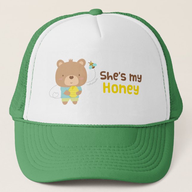 Casquette Ours masculin et abeille de couples d'une manière (Devant)