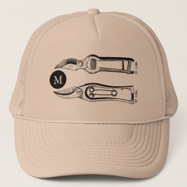 Casquette Outils de jardinage vintages Pruners Monogramme T  (Devant)