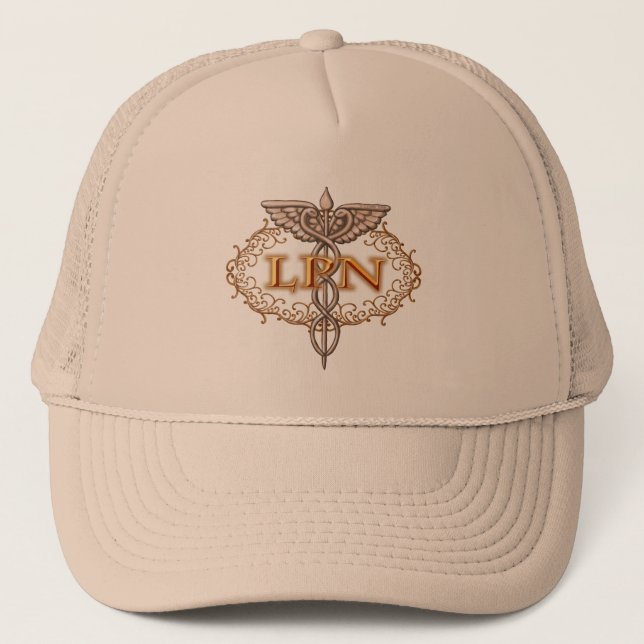 Casquette Oval Cuivre Caduceus LPN Infirmière (Devant)