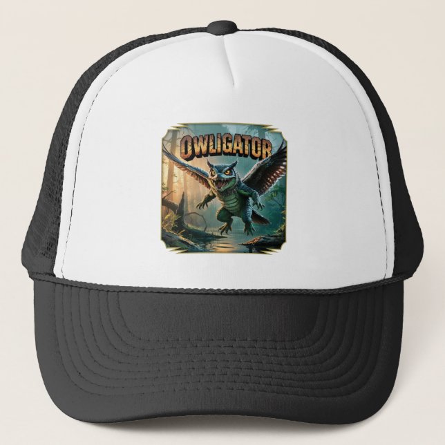 Casquette Owligator Illustration – Owl Alligator Funny Scary (Devant)