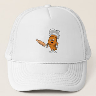 Casquette Pain comme cuisson avec broche à rouleaux