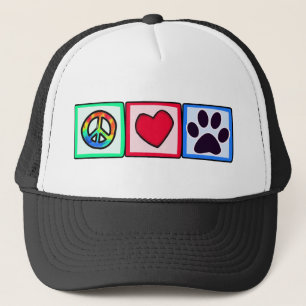 Casquette Paix, amour, chien ; Pawprint