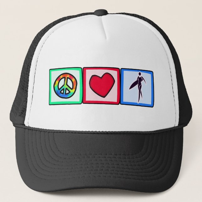 Casquette Paix, amour, filles de surfer (Devant)