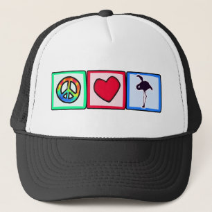 Casquette Paix, amour, Flamants roses