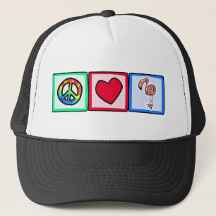 Casquette Paix, amour, Flamants roses roses