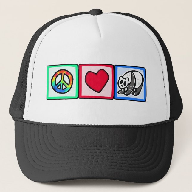 Casquette Paix, amour, pandas (Devant)