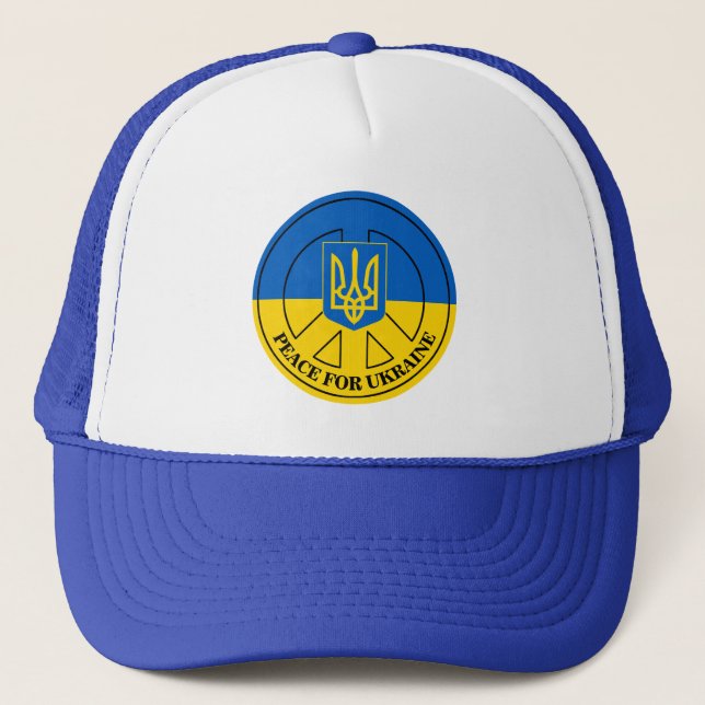 Casquette Paix pour l'Ukraine, drapeau ukrainien, Emblème  (Devant)