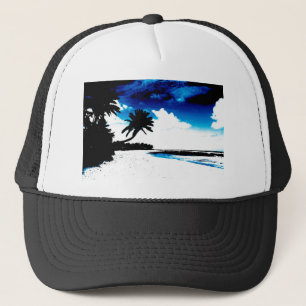 Casquette Palmier blanc noir bleu Silhouette