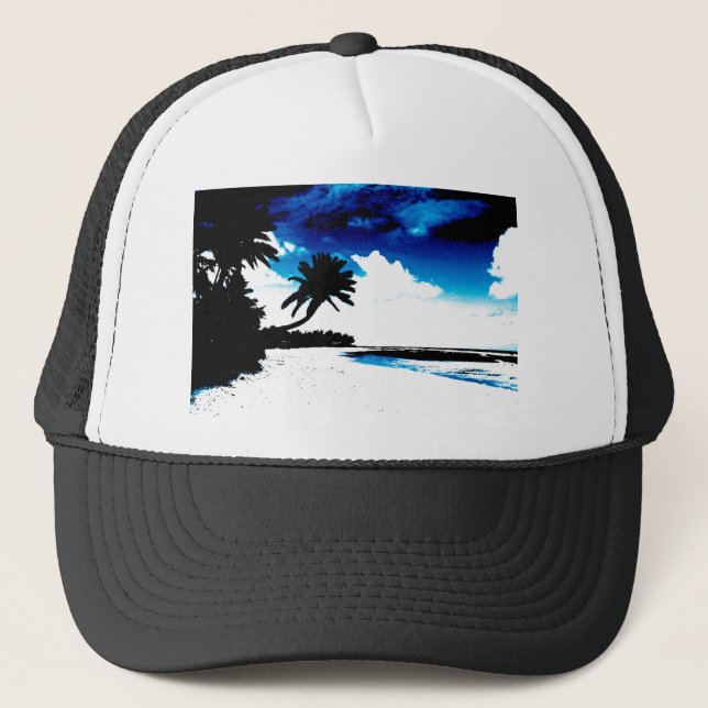 Casquette Palmier blanc noir bleu Silhouette (Devant)
