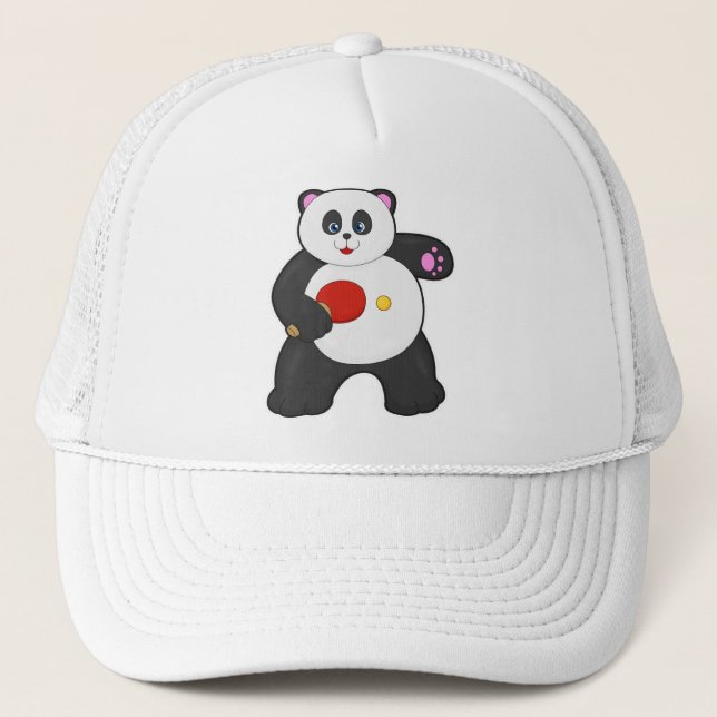 Casquette Panda au ping-pong avec raquette de ping-pong (Devant)