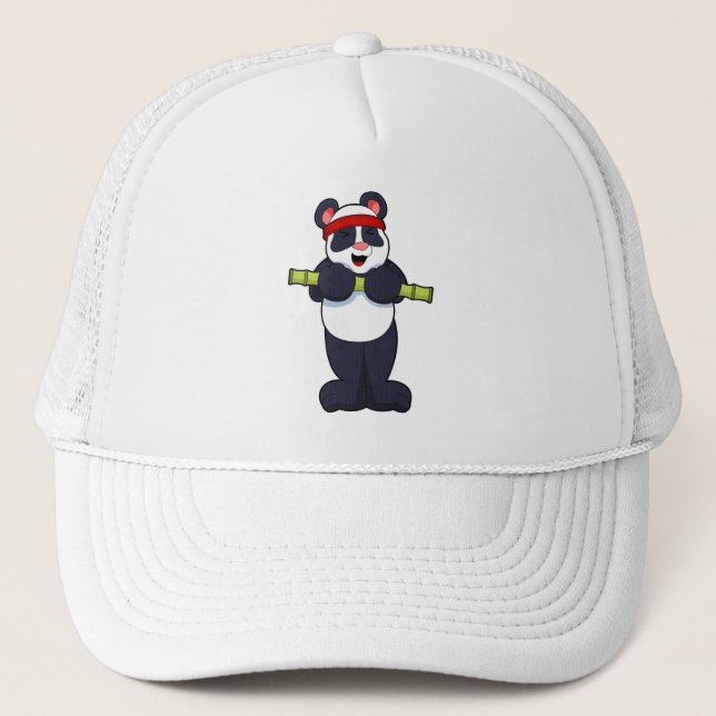 Casquette Panda au travail avec le poids du bambou (Devant)
