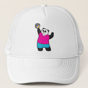 Casquette Panda comme joueur de volleyball avec volleyball