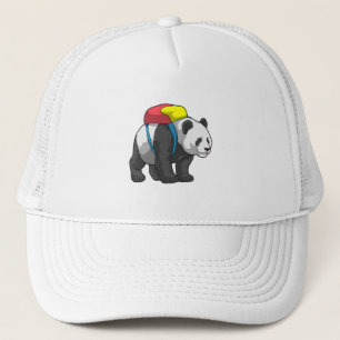 Casquette Panda comme randonneur avec sac à dos
