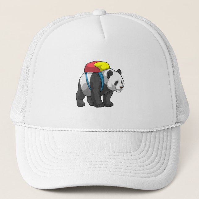 Casquette Panda comme randonneur avec sac à dos (Devant)