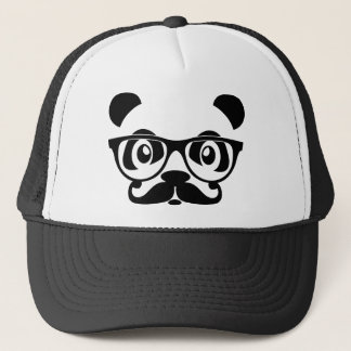 Casquette panda nerd avec la moustache et les verres