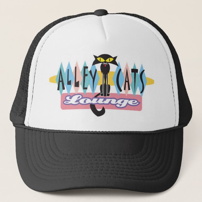 Casquette panneau salon des chats de la rue rétro (Devant)