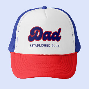 Casquette Papa rétro rouge et bleu, année personnalisée