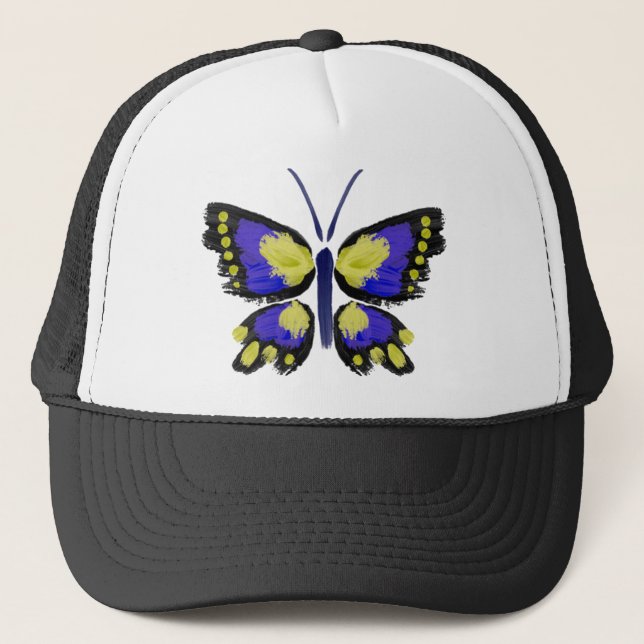 Casquette Papillon bleu et jaune (Devant)