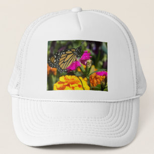 Casquette Papillon Monarque sur Fleur Marigold Rose