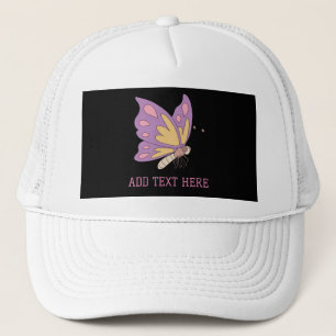 Casquette Papillon Rose Ajouter Texte Imprimé Beau Stylé