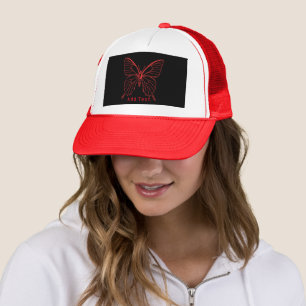 Casquette Papillon Rouge Ajouter Texte Imprimé Joli Beau-Cap