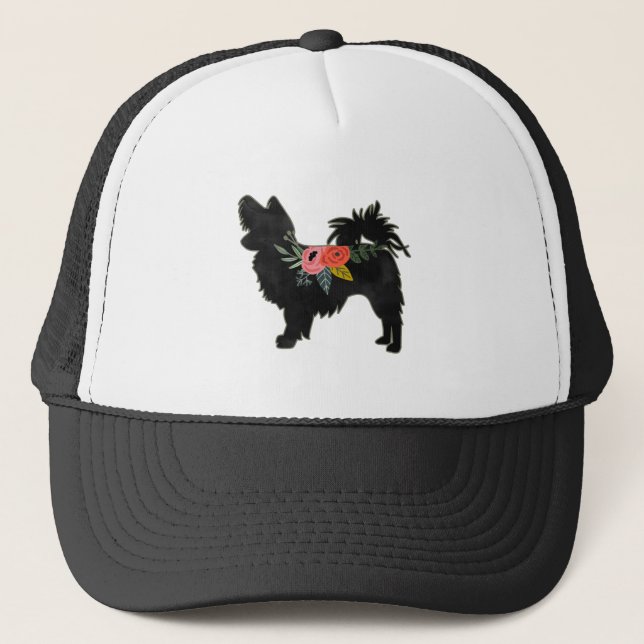 Casquette Papillon Toy Chien race Boho Floral Silhouette (Devant)