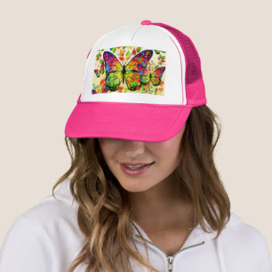 CASQUETTE PAPILLONS PRINTANIERS NATURE COLORÉE