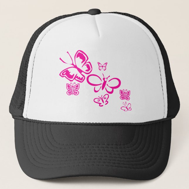 Casquette Papillons roses (Devant)