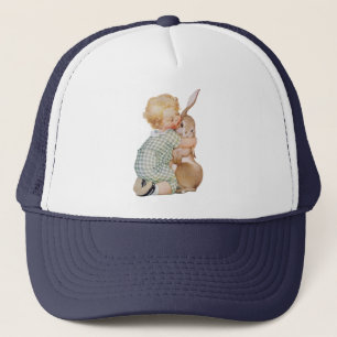 Casquette Pâques vintage, enfant garçon mignon avec lapin de