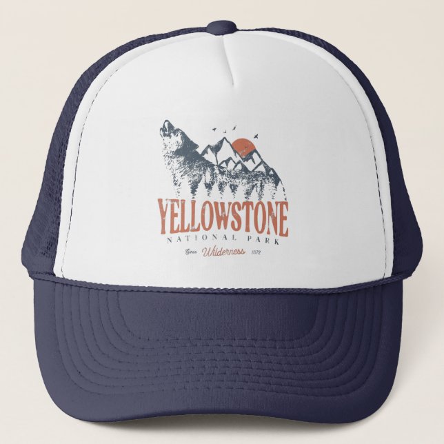 Casquette Parc national de Yellowstone Montagnes Wolf Vintag (Devant)